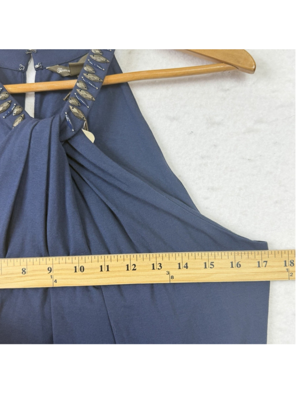 New Tommy Bahama Jersey Halter Dress M Blue Beach Cruise Resort Travel Coastal - Picture 11 of 12